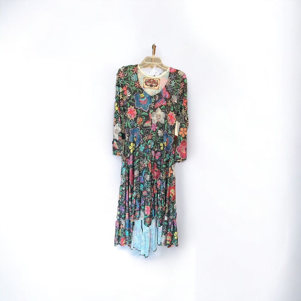 NWT Amma High Low Hem Maxi Dress Folk Design Size L